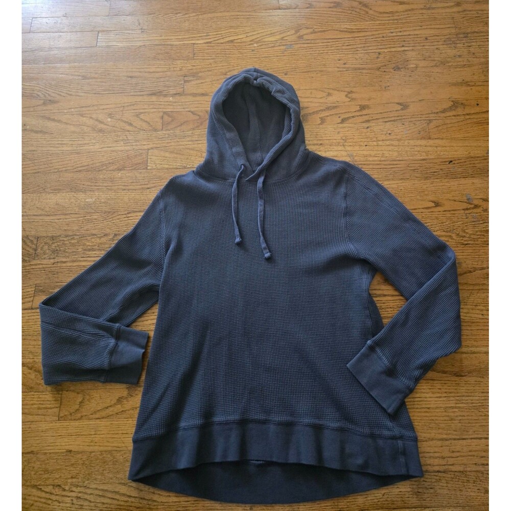 Everlane Womens Gray Waffle Knit Hooded Long Sleeve Pullover Size Large